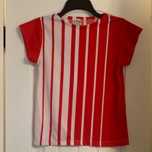 Women's Red and White Striped Short Sleeve Top